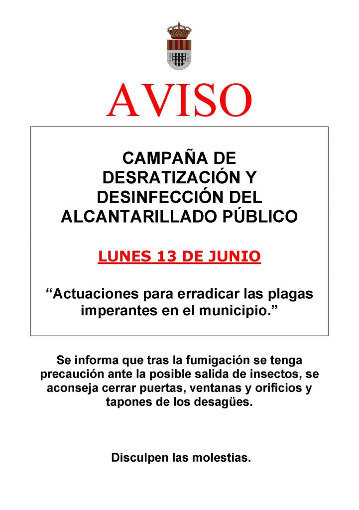 AVISO DESRATIZACIÓN DESINSECCIÓN
