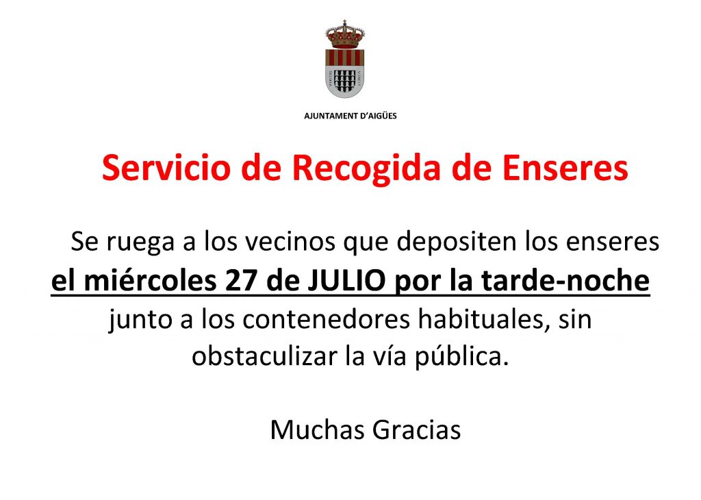Recogida de enseres