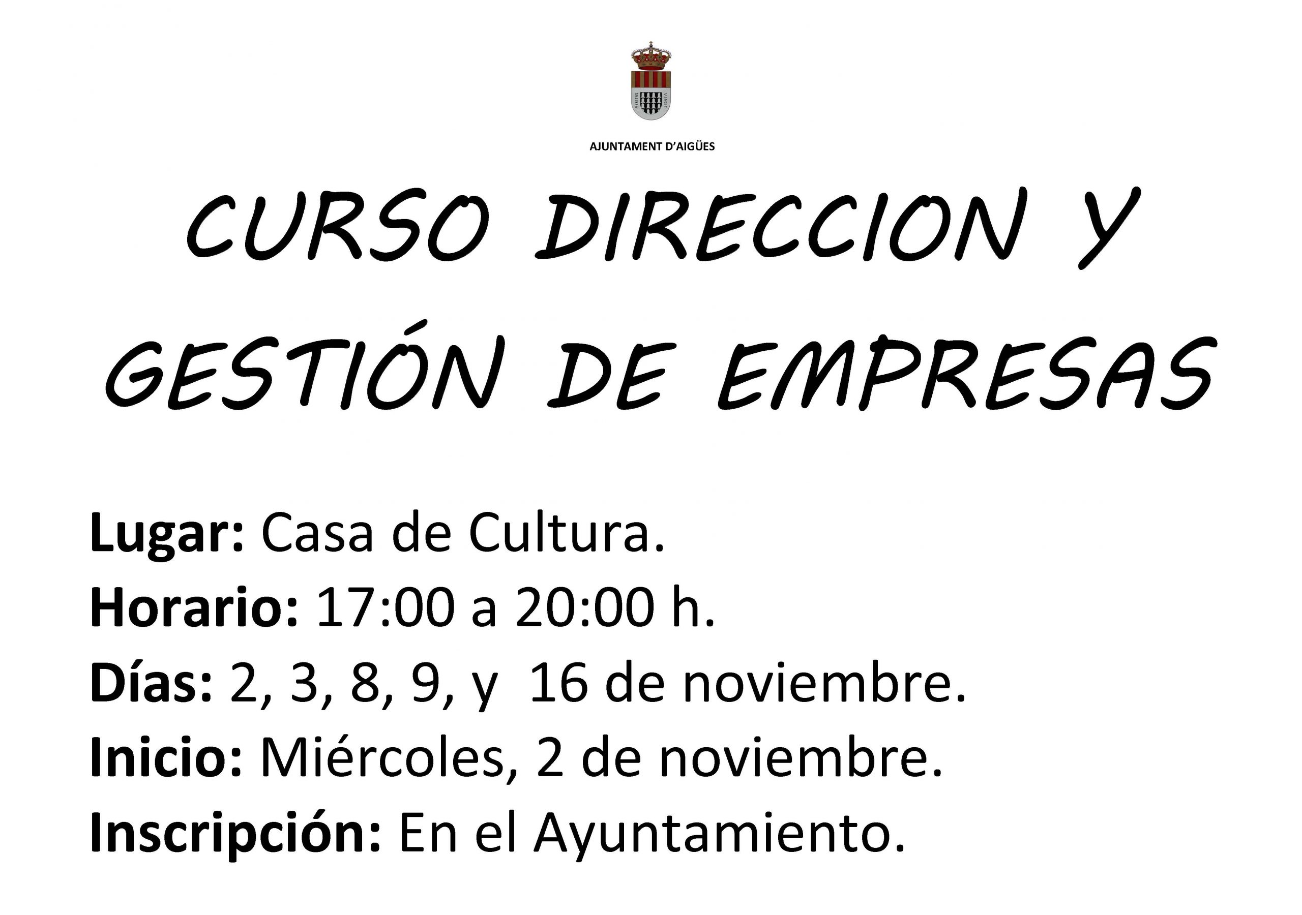 CURSO DIRECCION Y GESTIÓN DE EMPRESAS